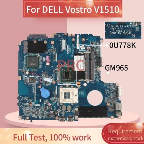 CN-0U778K 0U778K For DELL Vostro 1510 V1510 Notebook Mainboard JAL30 LA-4121P GM965 DDR2 Laptop motherboard