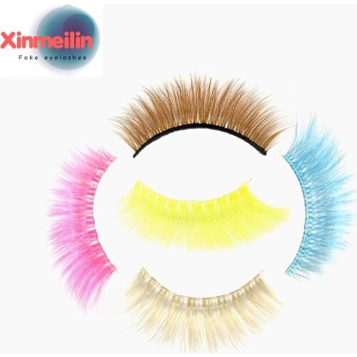 Colored Silk Mink Eyelashes Rainbow Red Blue Purple Brown Color Lashe 3D Wispy Fluffy Natural Eyelashes Wholesale Makeup Reusabl
