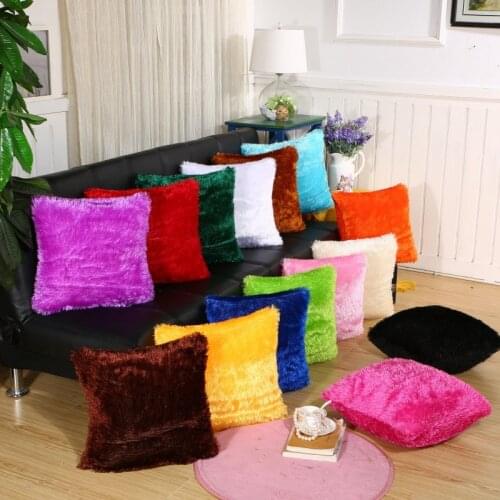Throw Pillows For Sofa Car Chair Hotel Home Decoration Solid Soft Plush Faux Fur Wholesale Decorative Cushion Cover