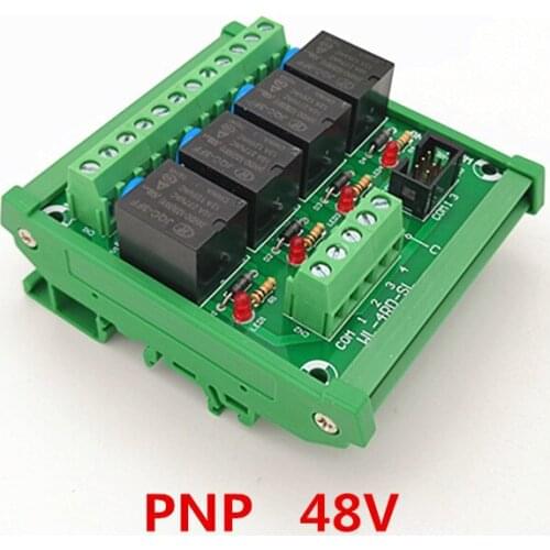 DIN Rail Mount 4 Channel PNPType 48V 15A Power Relay Interface Module,HF JQC-3FF-48V-1ZS Relay
