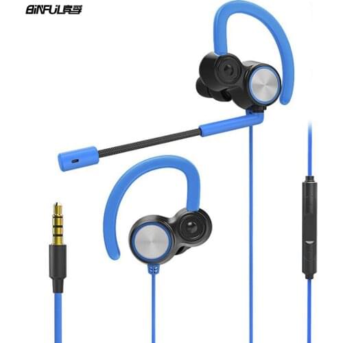 V6 dual-core gaming headset stereo subwoofer wired headset sports earplugs running headset with microphone earhook PC headset