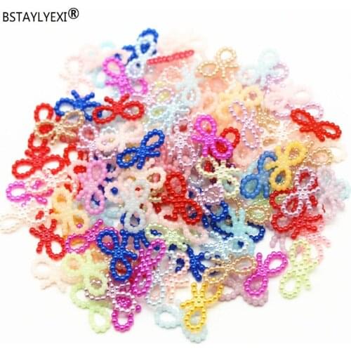 200pcs Bow tie mix color 28x10mm Acrylic bow-knot ABS Imitation Pearls Beads, Diy Jewelry Making Handmade clothing Accessories