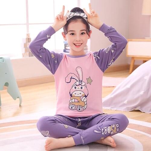 Girls Boys Autumn Clothing Set Cotton Homewear Kids Clothes T-Shirt Tops With Pant 2Pcs outfits Pyjamas For 2 4 6 8 10 12 Years