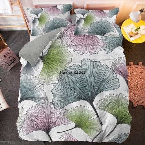 King Queen Twin Bed Linen Girl Kid Teen Bedding Set Green Leaf Duvet Quilt Cover Pillowcase Flat Beds Sets Home Textile
