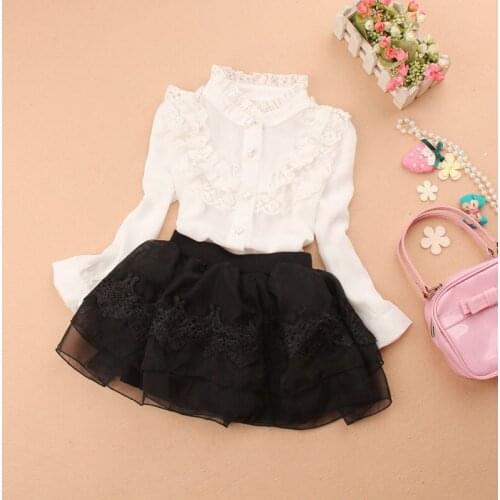 Girls clothing sets 2019 Autumn kids girls clothes children clothing set chiffon blouse + tutu skirt two-piece suit age 2-16Y