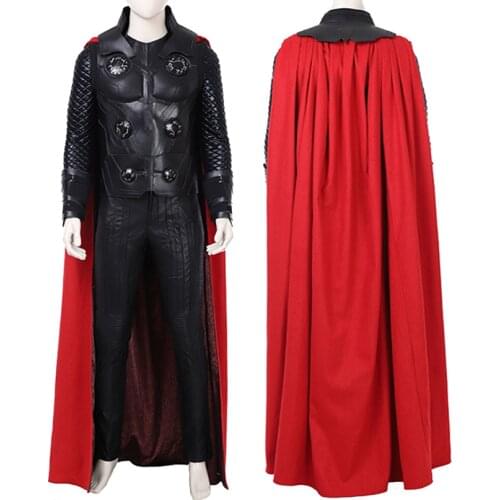 Adult Men Infinity War God Of Thunder Thor Odinson Cosplay Costume Halloween Outfit Full Props Suit With Boots
