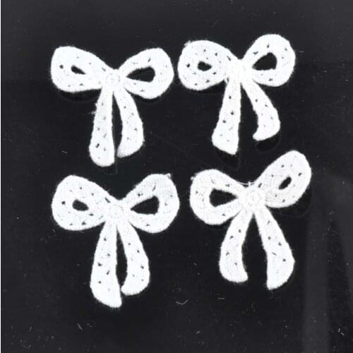 10pcs/lot Bowknot Lace Applique Mesh Trim For Garment Accessories Decoration Sew On Guipure Lace Fabric 5.3x4.4cm CP0990