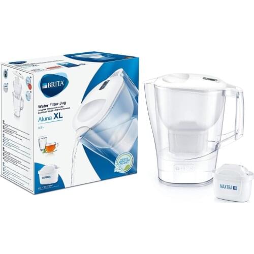 BRITA Aluna fridge water filter jug for reduction of chlorine, limescale and impurities,1 x MAXTRA+ filter cartridges, 3.5 L