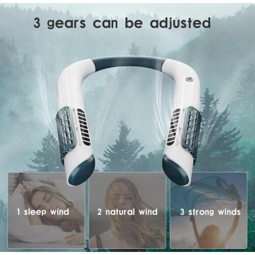 Mini Household Fan Neck Fan Portable Bladeless Fan Air Cooler Wearable Fans Leafless Rechargeable Fans Neckband Cooling Han S8J2