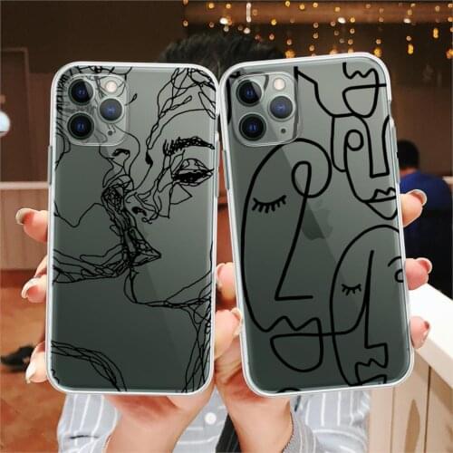 Funny Abstract Women Face Line Soft Phone Case For iPhone 11 Pro Max 12 Pro SE 7 8 Plus XR XS Max X Kiss More Often Clear Cover