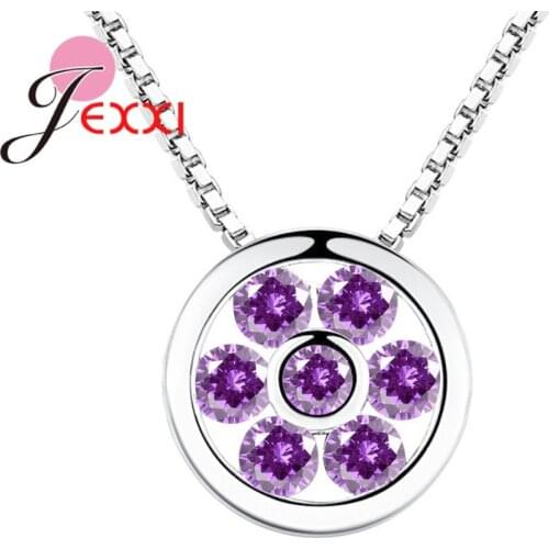 Newest Fashion Round Women Pendant Necklace Korean Stylish 925 Silver Brilliant Cubic Zirconia Sweet Small Flower Jewelry