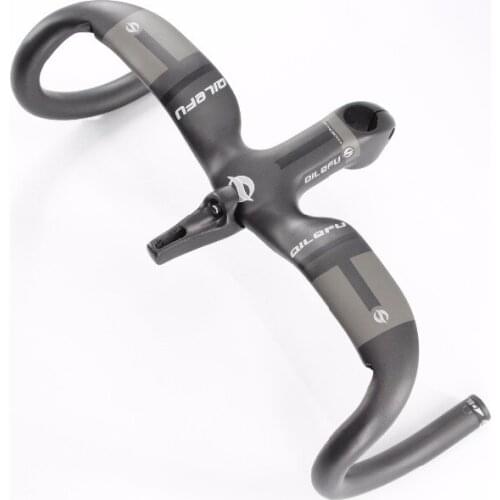 2018Newest gray QILEFU Road bicycle matt UD full carbon fibre bike sidestep handlebar stem integratived+computer stent Free ship