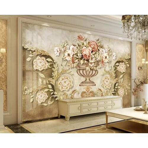 Papel de parede retro European luxury floral 3d wallpaper,living room sofa TV wall bedroom wall papers home decor cafe mural