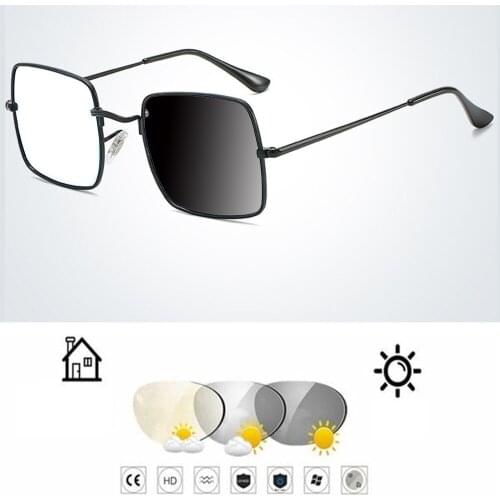 Oversized Square Frame Wide Face Retro Photochromic Grey Reading Glasses +0.75 +1 +1.25 +1.5 +1.75 +2 +2.25 +2.5 +2.75To +4