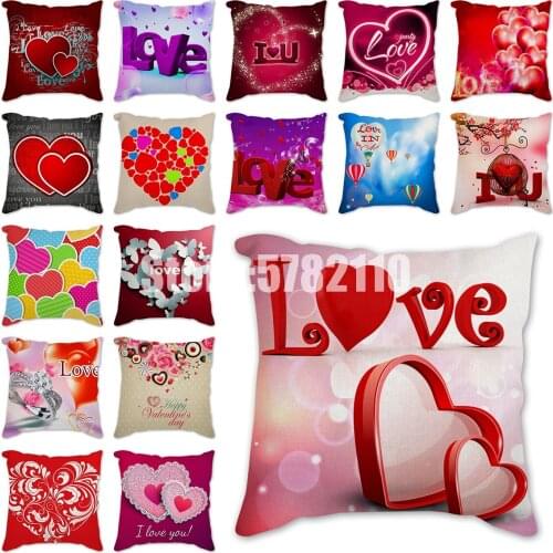 Cushion Valentines Day Gift Pillow Cover Square Cushion Cover Printed Throw Pillowcase for Home Sofa Decorative Pillow 45x45cm