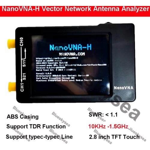 NanoVNA-H Portable Vector Network Analyzer 10KHz-1.5GHz Digital Display Touching Screen Shortwave MF HF VHF UHF Analyze