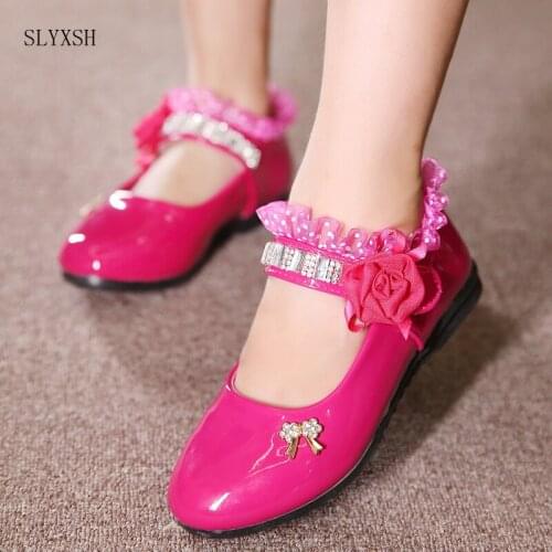 SLYXSH New Summer Autumn Children Shoes Girls Sandals sequins Ruffle Bow Princess leather shoes Girls Casual Shoes dance shoes