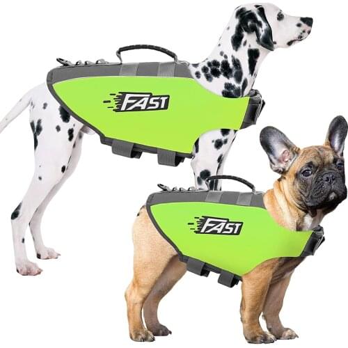 Adjustable Dog Life Jacket Pet Lifesaver Vest Dog Swimsuit Coat Safety Preserver with Reflective Strips & Rescue Handle