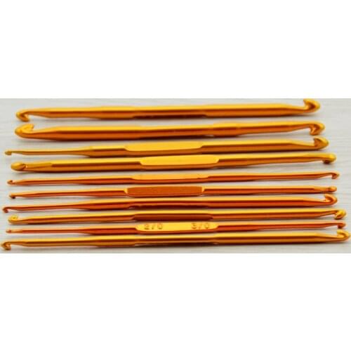 10Pcs 2mm-10mm Golden Alumina Double End Crochet Hook Knitting Needle Double End Crochet Hook Knitting Needle