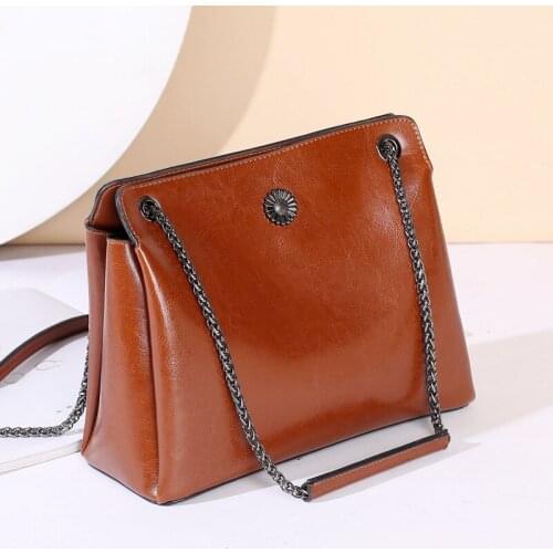 OCEHNUU New Cow Leather Shoulder Bags For Women Chain Luxury Brand Purses And Handbags Female High Quality Ladies Hand Bag Solid