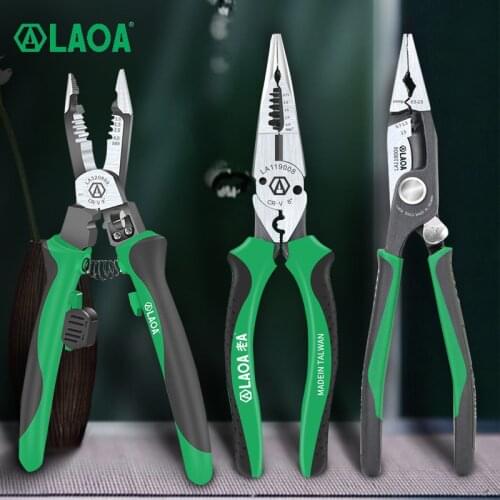 LAOA 8 inch Crimping Tools Needle-nose Pliers Multitool Nippers Cable Wire Stripper Aalicate Long Nose Pliers With Lock Function