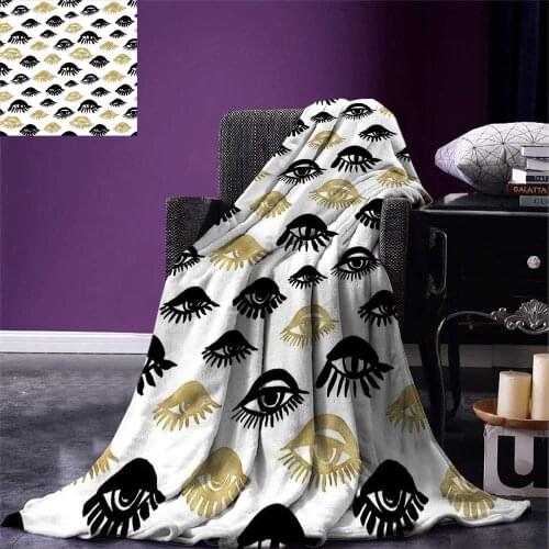 Trippy Throw Blanket Sexy Woman Eyes with Eyelash Unusual Style Fashion Icon Modern Design Print Warm Microfiber Blanket