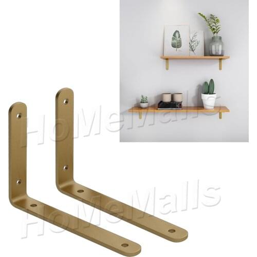 2pcs Gold Black Multi-size Rustic Board Wall Shelf Bracket Heavy Duty Angle Shelf Mounting Bracket Storage Holder Home Decor