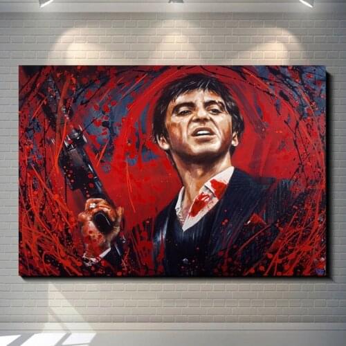 Graffiti Tony Montana Canvas Painting Pacino Scarface Movie Posters Prints Wall Art Pictures for Living Room Wall Decor Cuadros