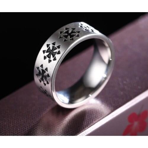 MOREDEAR 8MM Vintage Titanium Rings for Men and Women Birthday Gift Cross pattern discredit Ring