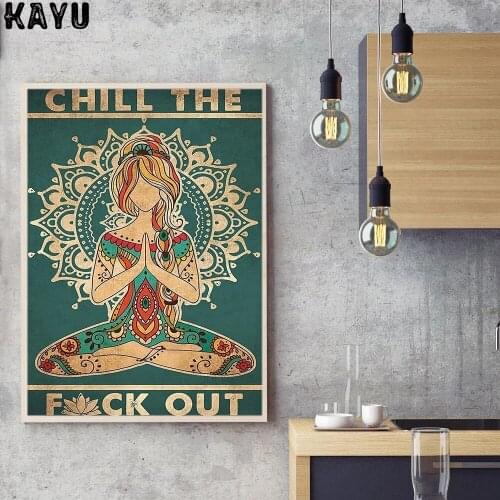 Vintage Poster Stretching Workouts Iyengar Woman Yoga Canvas Painting Abstract Print Modern Wall Pictures Sports Gym Home Decor