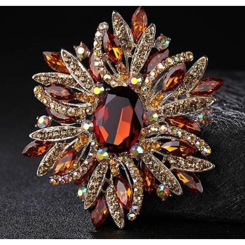 Zlxgirl jewelry perfect rhinestone crystal wedding brooches jewelry womens fashion scarf pins tin alloy gold flower hijab pins