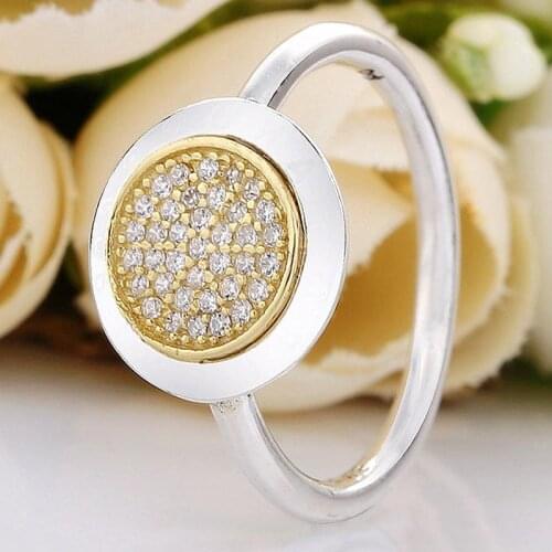 Original Signature Two-tone Signature With Crystal Rings For Women 925 Sterling Silver Ring Wedding Party Gift Europe Jewelry