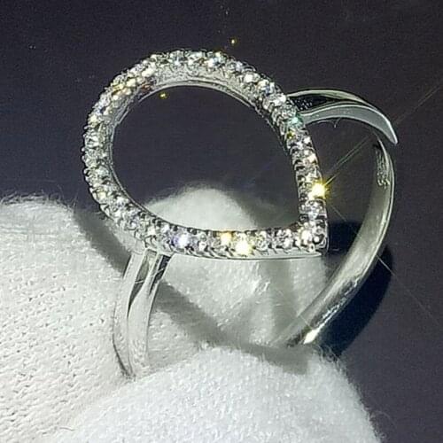 2018 New Arrival Heart Ring for Women Stunning Jewelry Pure 100% 925 Sterling Silver 5A CZ Hollow Women Wedding Band Ring Gift