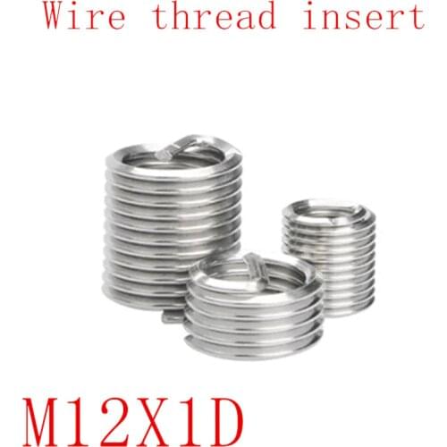10Pcs M12*1D Stainless Steel Coiled Wire Helical Screw Thread Inserts M12 Screw Bushing self tapping thread repair tool