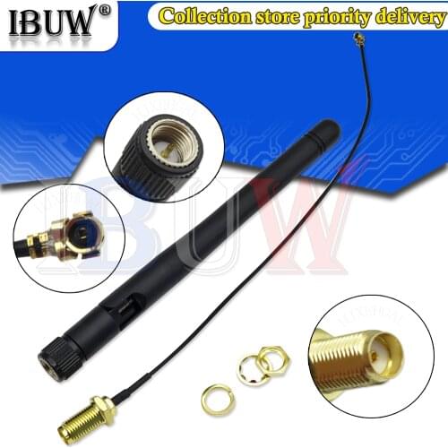2.4GHz 3dBi WiFi 2.4g Antenna Aerial RP-SMA Male wireless router + 17cm PCI U.FL IPX to RP SMA Male Pigtail Cable ESP8266 ESP32