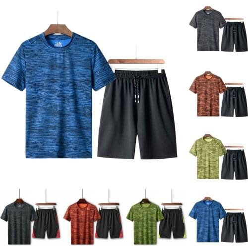 2021 Brand Mens Sweatshirt Short Pants Summer Mens Cotton T-shirt + Shorts Casual Solid Suit Sportswear Mens Clothing#G30