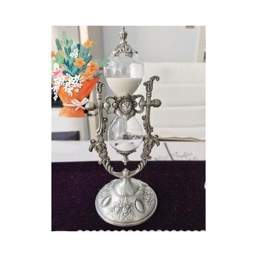 360° Rotation Vintage European Style 15min Hourglass Sand Timer Brush Home Decor Craft Desktop Christmas Valentines Day Gift