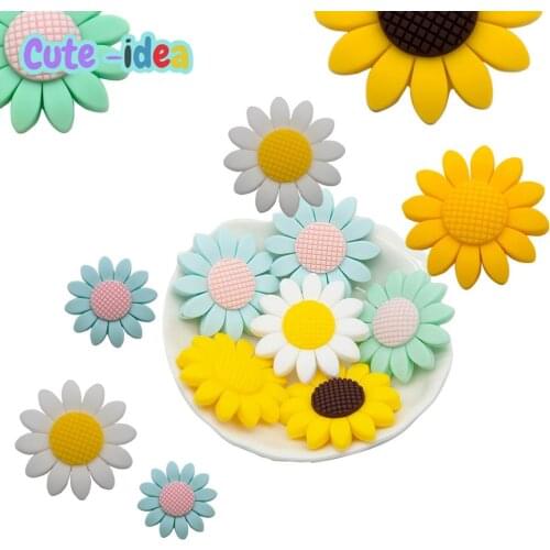 Cute-Idea 5PCS Sunflower Animal Nursing Pacifier Chain Teether BPA FREE Soft Baby Product Teething DIY Food Grade Handmade