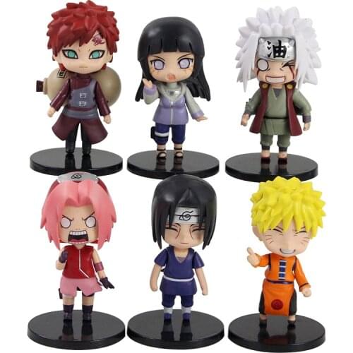 6pcs/set 9-10cm Naruto Uzumaki Hatake Kakashi Jiraiya Gaara Q Version Decoration Figure Toys Dolls