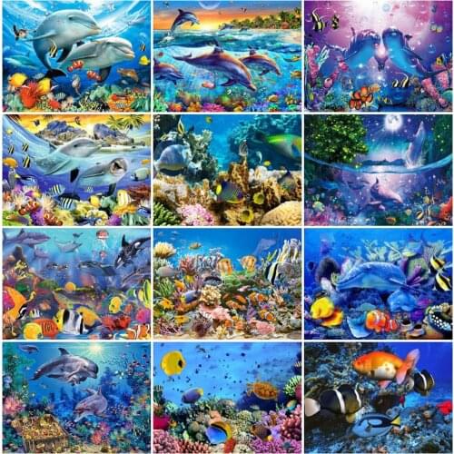 EverShine Diamond Painting Full Drill 5D Animal Diamond Mosaic Dolphin Beaded Embroidery Cross Stitch Rhinestones Art Handicraft