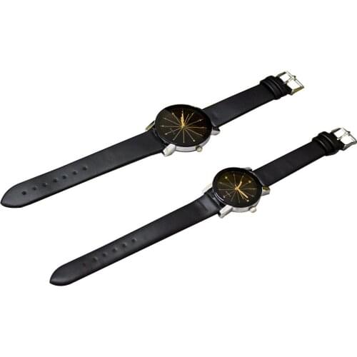 Men/Womens Simple Casual Style PU Leather Watchband Round Dial Couples Watch Wrist Watch XIN-Shipping