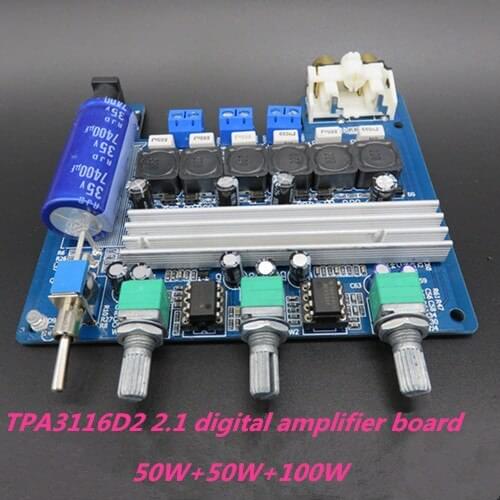 DC10-25V TPA3116D2 + NE5532 50W+ 50W+100W 2.1-channel Subwoofer digital amplifier board