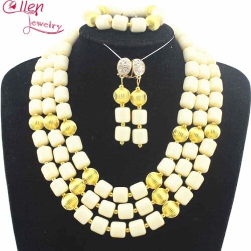 Hot Statement Necklace Nigerian Wedding African Beads Jewelry Set Coral Jewelry Set Free Shipping Womens Jewellery Set W12351