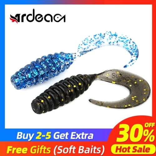 Ardea Soft Lures Silicone Bait 12pcs 41mm 0.8g Artificial Curly Worm tail Worm Swimbait bass Wobblers Luminous Fishing Tackle