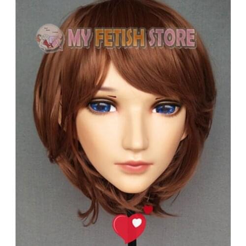 Jing)Female Sweet Girl Resin Half Head Kigurumi BJD Eyes Crossdress Cosplay Japanese Anime Role Lolita Mask With Eyes And Wig