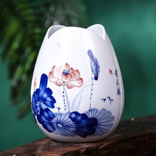 Keramik Hydroponischen Vase Handbemalt Blau Porzellan Knospe Form Vasen Handwerk Innenausstattung Home Decoration Accessories