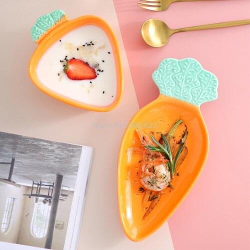 Radish Shape Ceramic Creative Cute Household Small Dish Dish Dessert Bowl Fruit Salad Bowl Snack Bowl Dish