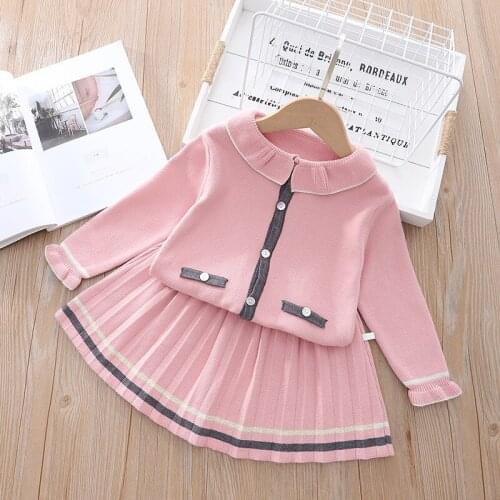 Baby Girl Clothes 2021 Autumn Winter Children Clothing Knitted Sweater Skirts Suit 2Pcs Kids for Girls Sets