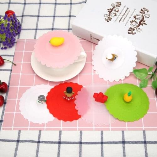 Cup Lids Cartoon Silicone Cup Cover Food Grade Silicone Cup Cap Cover Leak-proof Cup Lids Cartoon Sealed Leakproof Lid
