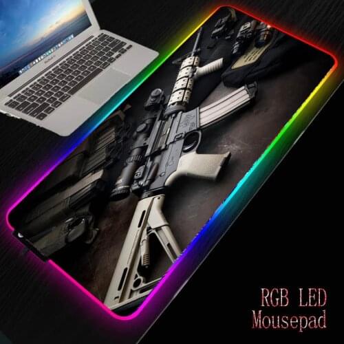 Mairuige Gun RGB Gaming Large Mouse Pad Led Computer Mousepad Big Mouse Mat with Backlight Carpet for Keyboard Desk Mat Mause